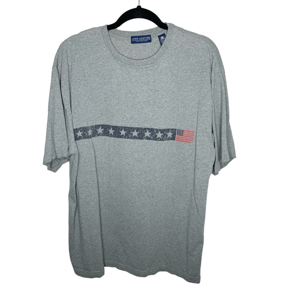 JOHN ASHFORD / gray red blue USA stars & stripes vintage tee / XL